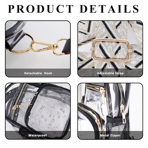 MOVOYEE Clear Stadium Approved Water Bottle Holder & Purse - Black B, for Sports & Concerts