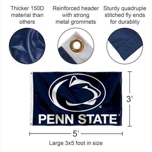 Penn State Nittany Lions Large College Flag - 3'x5' Durable Polyester