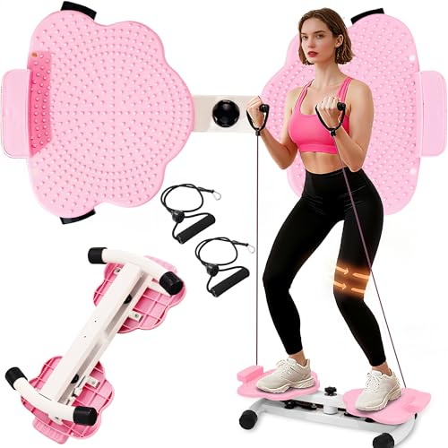 Waist Twister Fitness Machine - Ultra-Quiet & Foot Massage - Pink