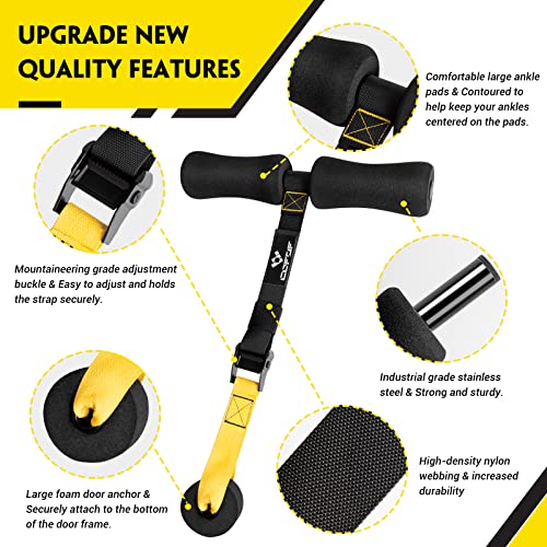 Nordic Hamstring Curl Strap with Pad - Yellow, Holds 420 lbs