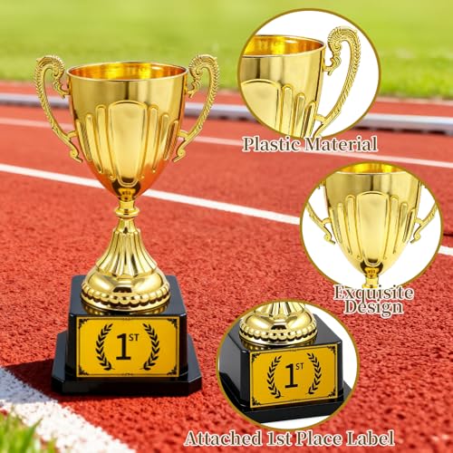 7.48" Gold Plastic Trophy Award with 1st Place Label - Small Winner Cup for Kids