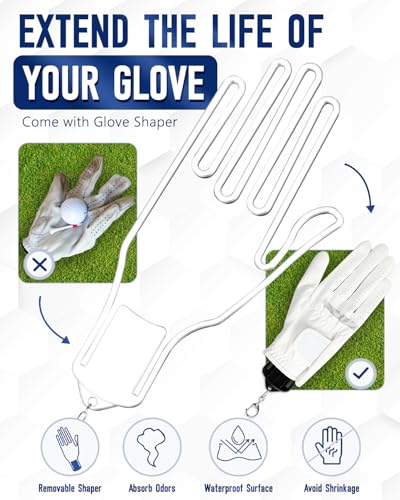 GLORIEROO White XL Odor-Absorbing Golf Glove Case with Organizer & Shaper