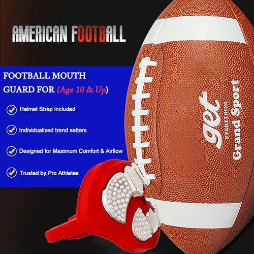 LeCool Football Mouth Guard with Connected Strap - 3D Chrome Beast Design, Red-Silver / With Diamonds