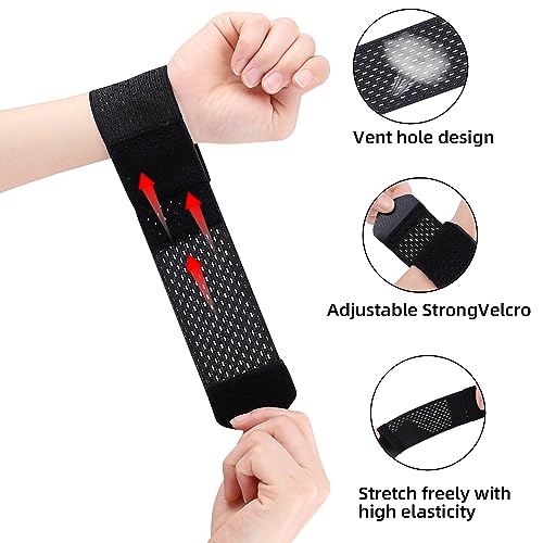 Wrist Brace for Carpal Tunnel - 2 Pcs Adjustable Compression Support - Black Regular
