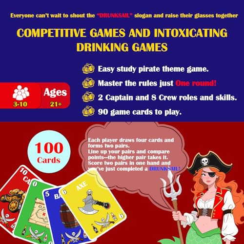 Pirate Themed Drinking Card Game for Adults - 3-10 Player Party Game
