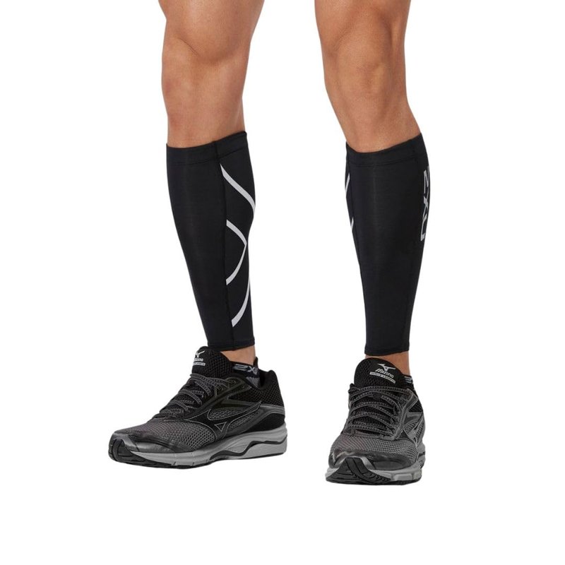 2XU Compression Calf Guards, Black/Black, Small