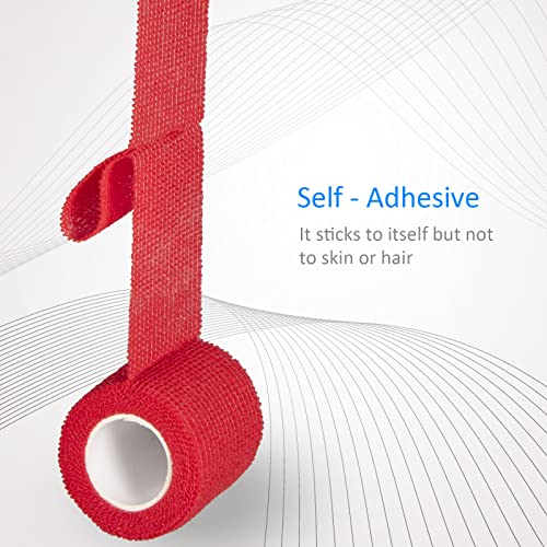 Self Adhesive Bandage Wrap 2 Inch - Elastic Cohesive Tape Red
