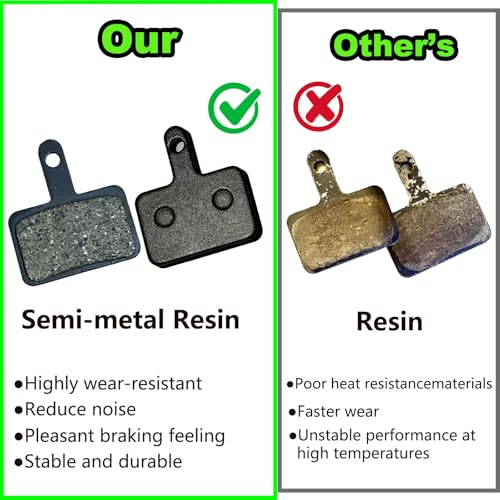 High Performance Bicycle Brake Pads - 4 Pairs Resin Semi-Metallic