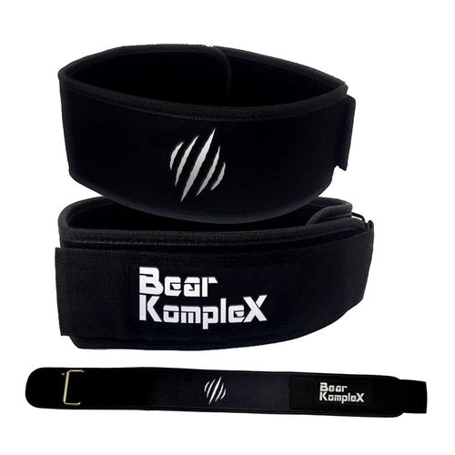 Bear KompleX 4" Straight Weighlifting Belt for Powerlifting, Squats, Weight Training and More. Low Profile with Super Firm Back for Comfort