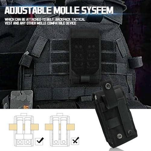 VIIDOO Black Dual Phone Pouch Tactical MOLLE Phone Case for 4-6.7" Screens