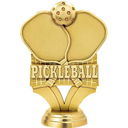 Crown Awards 7.25” Personalized Gold Pickleball Trophy with Custom Engraving - Variation 1