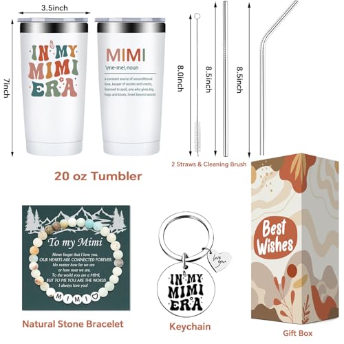Fufandi Mimi White 20oz Insulated Tumbler Cup - Best Gift for Mimi