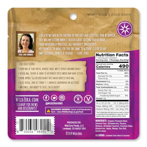 Wild Zora Paleo Freeze Dried Meals Cliffside Coconut Berry 2-Pack - Backpacking & Camping Food, Gluten-Free, Grain-Free