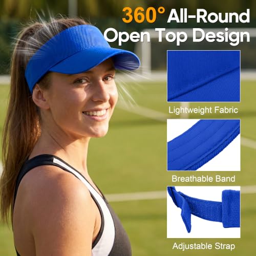 Cooraby Adjustable Sun Visor Hat for Women & Men - Royal Blue