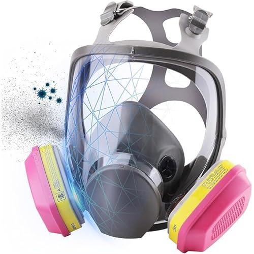 Full Face Respirator Mask with 60923 Filters - 6800 Reusable Gas Mask Anti-fog, Dust-proof Mask for Painting,Woodworking,Spray,Welding,Construction,Sanding,Cutting