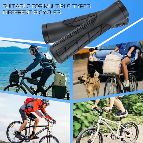 Mbeysaq 131mm Bike Handlebar Grips – Rubber Anti-Slip Lock-On with End Caps