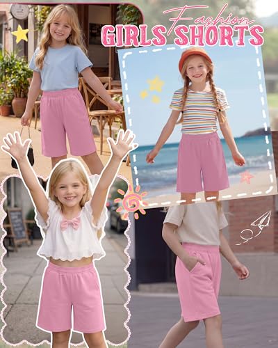 Girls' Wide Leg Bermuda Shorts - Comfortable Baggy Sweatshorts