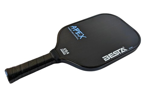 APEX Pickleball Paddle, Raw Carbon Fiber, Thermoformed with Foam Injected, Unibody Construction (White on Black, 16mm)