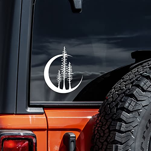 Moon and Trees Vinyl Decal Sticker - 4.5" x 5.5"