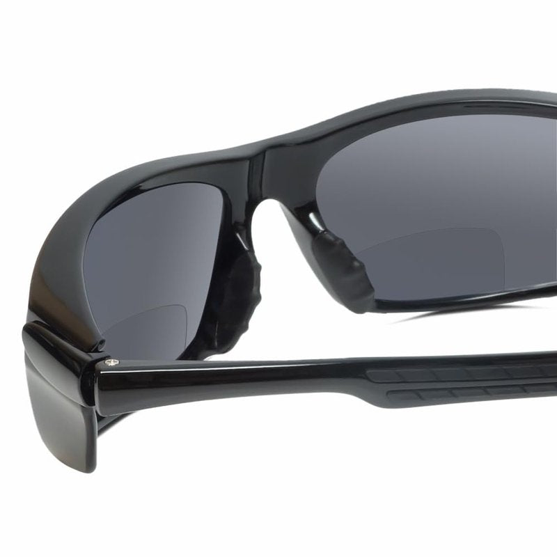 Calabria 207BF Sports Bi-Focal Safety Glasses +2.50 Black Grey Mens BiFocal Reading Sunglasses Durable UV Protection Outdoor