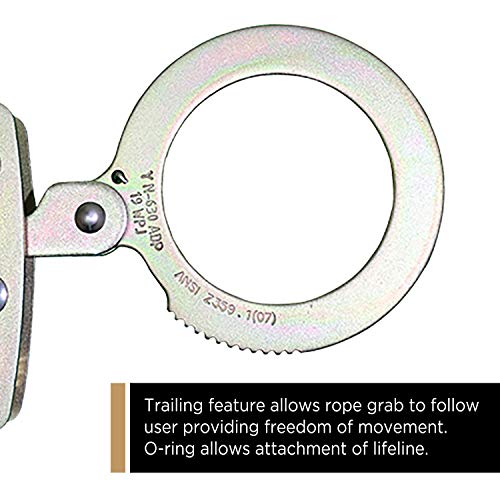 AFP Self-Locking Rope Grab with 2.25 inch Connecting Eye, used with 5/8¡¯¡¯ Lifeline Rope, For Construction, Climbing, Fall-Protection, 310 lb. Capacity (OSHA/ANSI Compliant)
