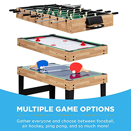 10-in-1 Game Table Set - Pool, Foosball, Air Hockey, Chess & More - Natural