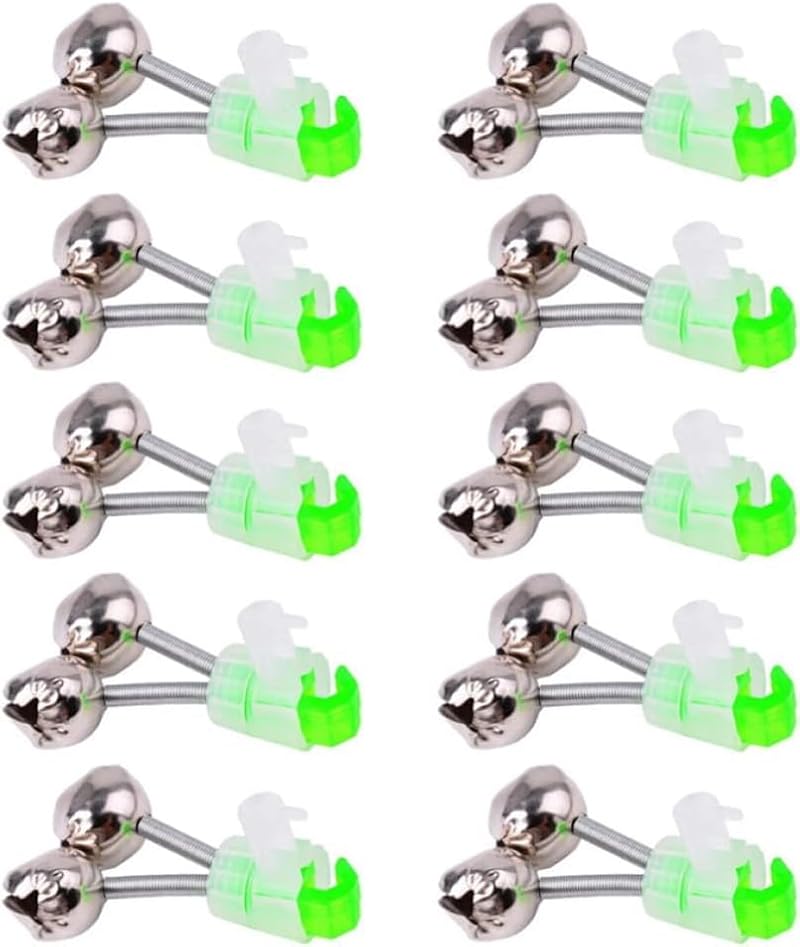 10 PCS Silver Fishing Rod Bells - Double Bell Bite Indicators