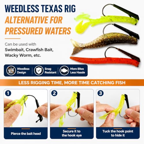 Eupheng Ozark Rig Jig Heads 3/16oz 15PCS Weedless Hover Rig Texas Hooks
