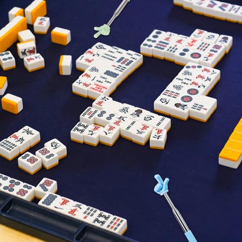 Mahjong Tile Grabbers - 4 Pcs Scalable Sticks for Game Enthusiasts - Blue, Green, Pink, Yellow