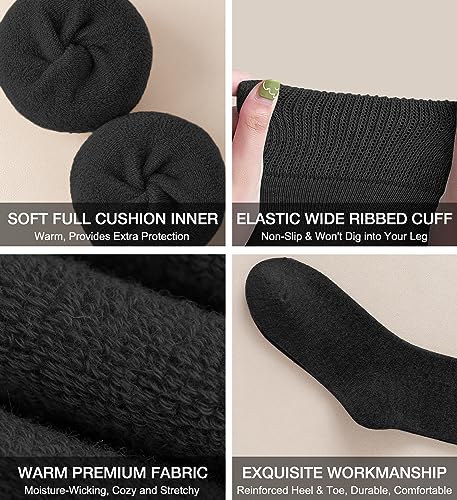 BLONGW Small-Medium Black Thermal Knee High Socks for Women Winter Hiking & Running