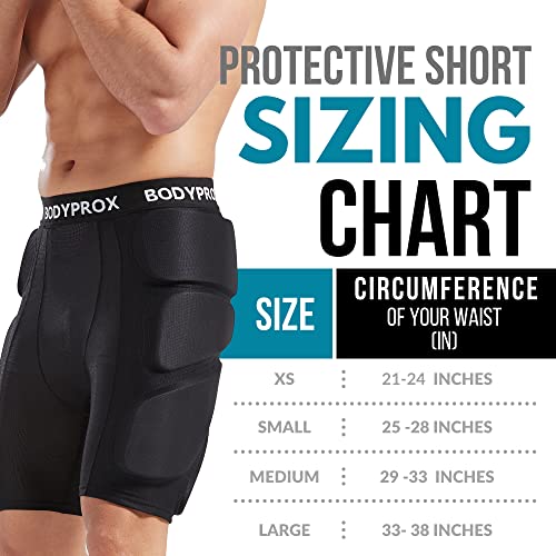 Protective Padded Shorts for Snowboarding & Skiing - Large Black