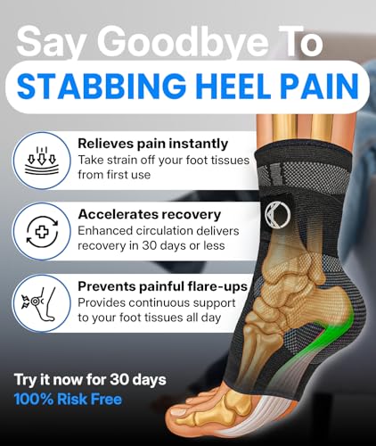 Ankle Compression Sleeve for Plantar Fasciitis Relief - Adjustable Support
