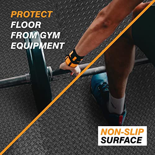 EVA Exercise Floor Mats - Interlocking Foam Tiles, 0.5 Inch Thick, 24 SQ FT - Black
