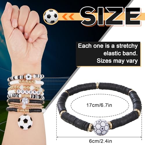 Stackable Heishi Clay Beaded Sports Bracelets - Soccer - 8 Pack