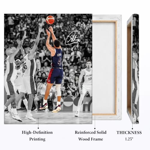 Basketball Canvas Wall Art - Stephen Curry 3-Point Shot 8x10