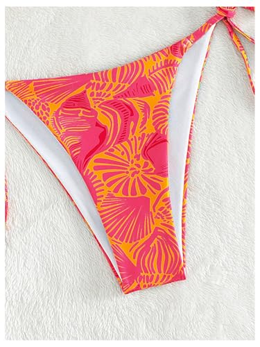 Polka Dot Beaded Bikini Set - Women's Halter Triangle Swimsuit