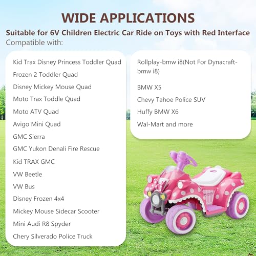 GnoTis 6V Battery Charger Kit for Kids Electric Ride-On Toys, Compatible with Minnie Mouse BMX X6 Wal-Mart