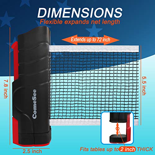 Comesee Retractable Ping Pong Net for Any Table - Black