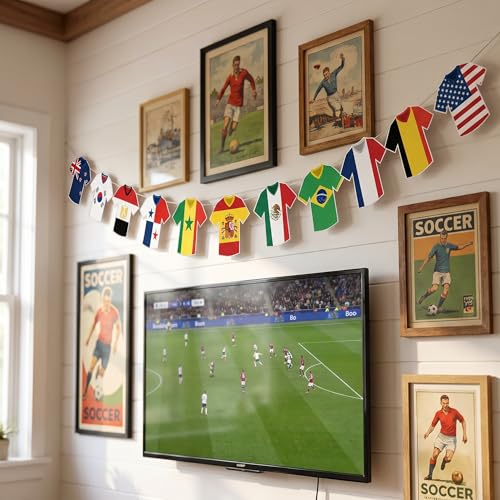 48 Country Soccer Jersey Bunting Banner for 2026 Football Cup Party Decor