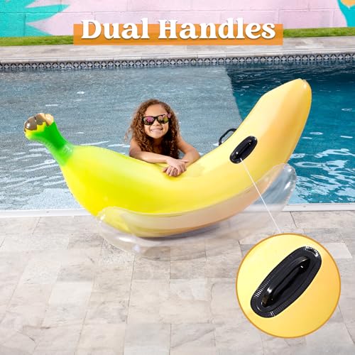 Sloosh Inflatable Banana Pool Float - Fun Ride-On Water Lounger for Summer Pool Parties