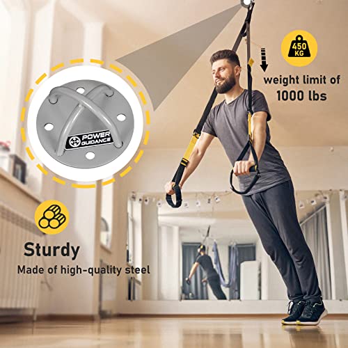 POWER GUIDANCE Silver Wall & Ceiling Mount Bracket for Suspension Straps & Gym Equipment - Set of 1