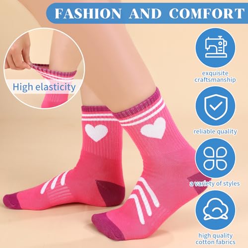 6 Pairs Kids Athletic Crew Socks - Mix Color