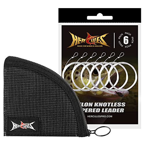 Pre-Tied Fly Fishing Tapered Leader 6-Pack with Wallet - 15ft 1X 9lb