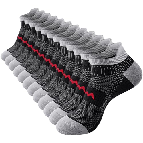 Ankle Compression Socks - 6 Pairs, Low Cut, Large / Black