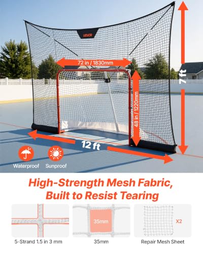 12x7 ft Hockey Goal and Backstop Net Set - Portable Training Aid