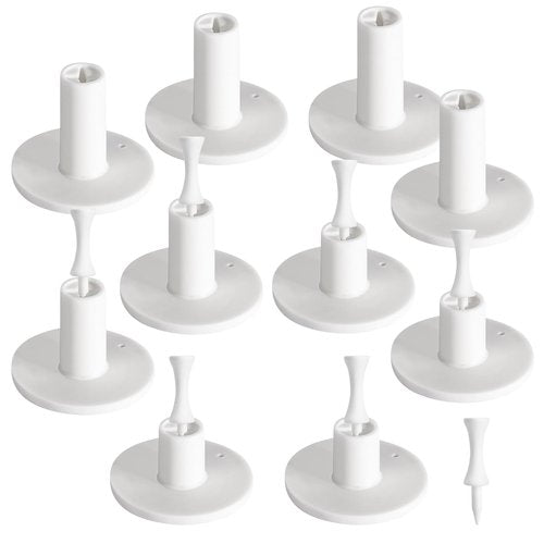 heqxwl Rubber Golf Tees for Mats, Cross Shaped Golf Tee Holder Set for Driving Range & Simulator Practice, 5 Sizes 10p Unbreakable Tees & 20p Ball Stud for Indoor Outdoor Use (White)