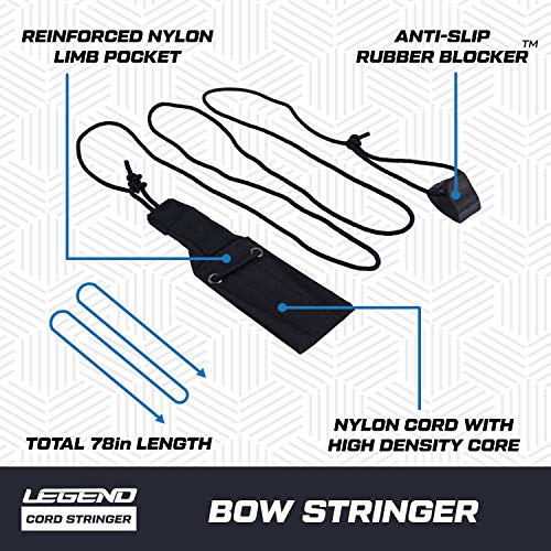 Bow Stringer Tool for Recurve & Longbows - Black Non-Slip Grip