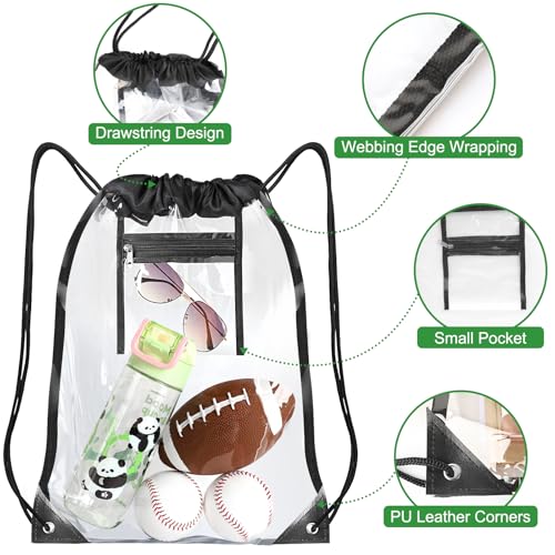Clear Drawstring Bag, 17x13in Transparent Backpack, Bag for Stadium