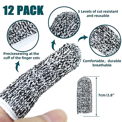 Reusable Finger Sleeve Protectors - 12 Pack Cut Resistant Cots