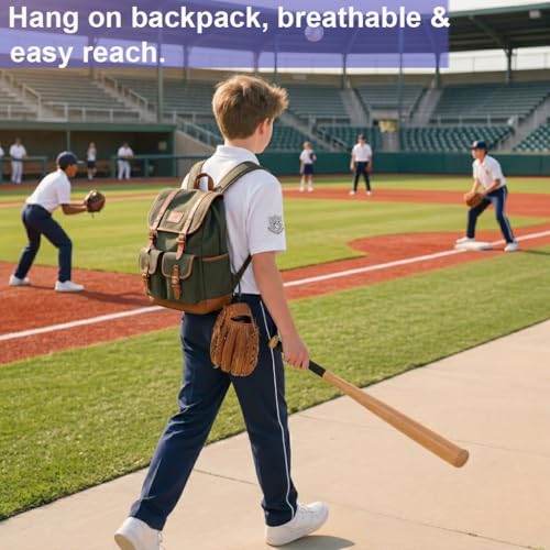 2-Pack Adjustable Baseball Glove Clip Holder - Durable PU Leather Strap